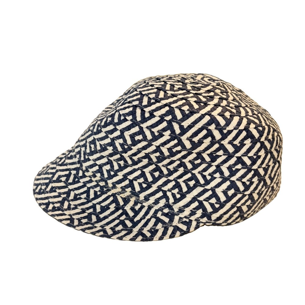 Echo Design Women's Crochet Paper Hat Cap Brim Navy White‎ Resort Coastal
